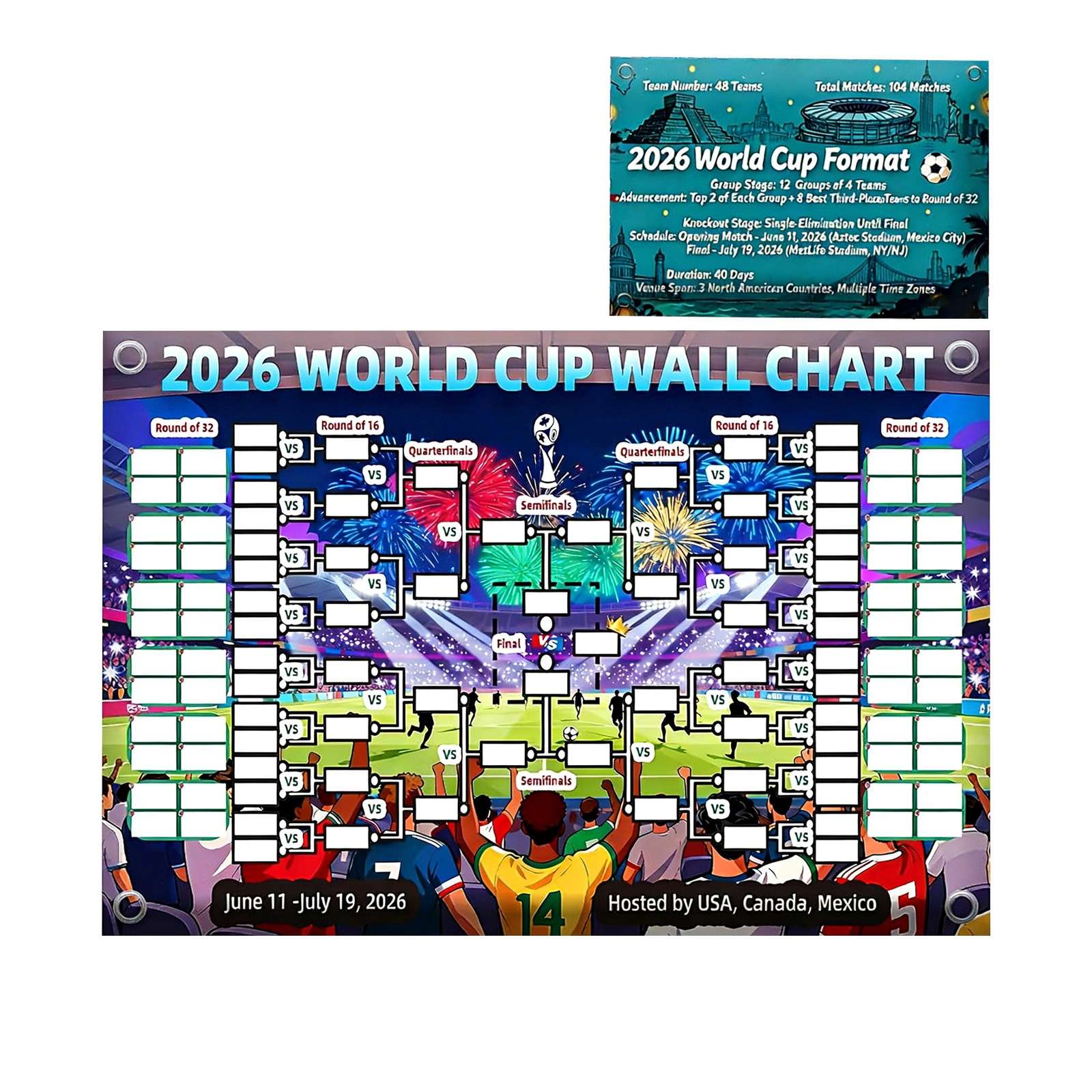 2026 FIFA World Cup Wall Chart (Multiple Sizes)