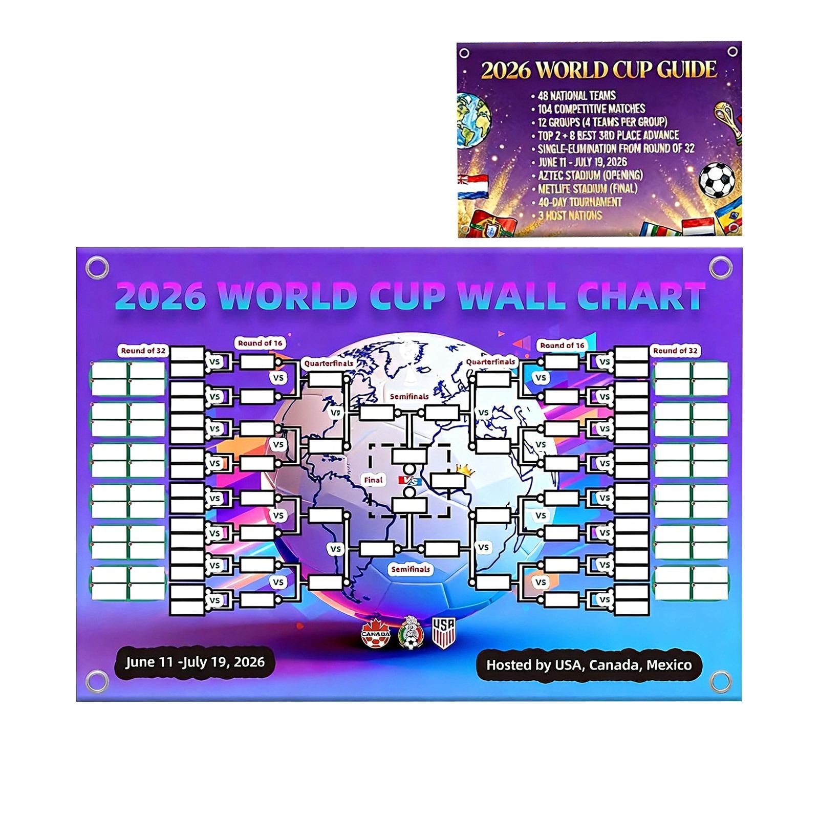 2026 FIFA World Cup Wall Chart (Multiple Sizes)