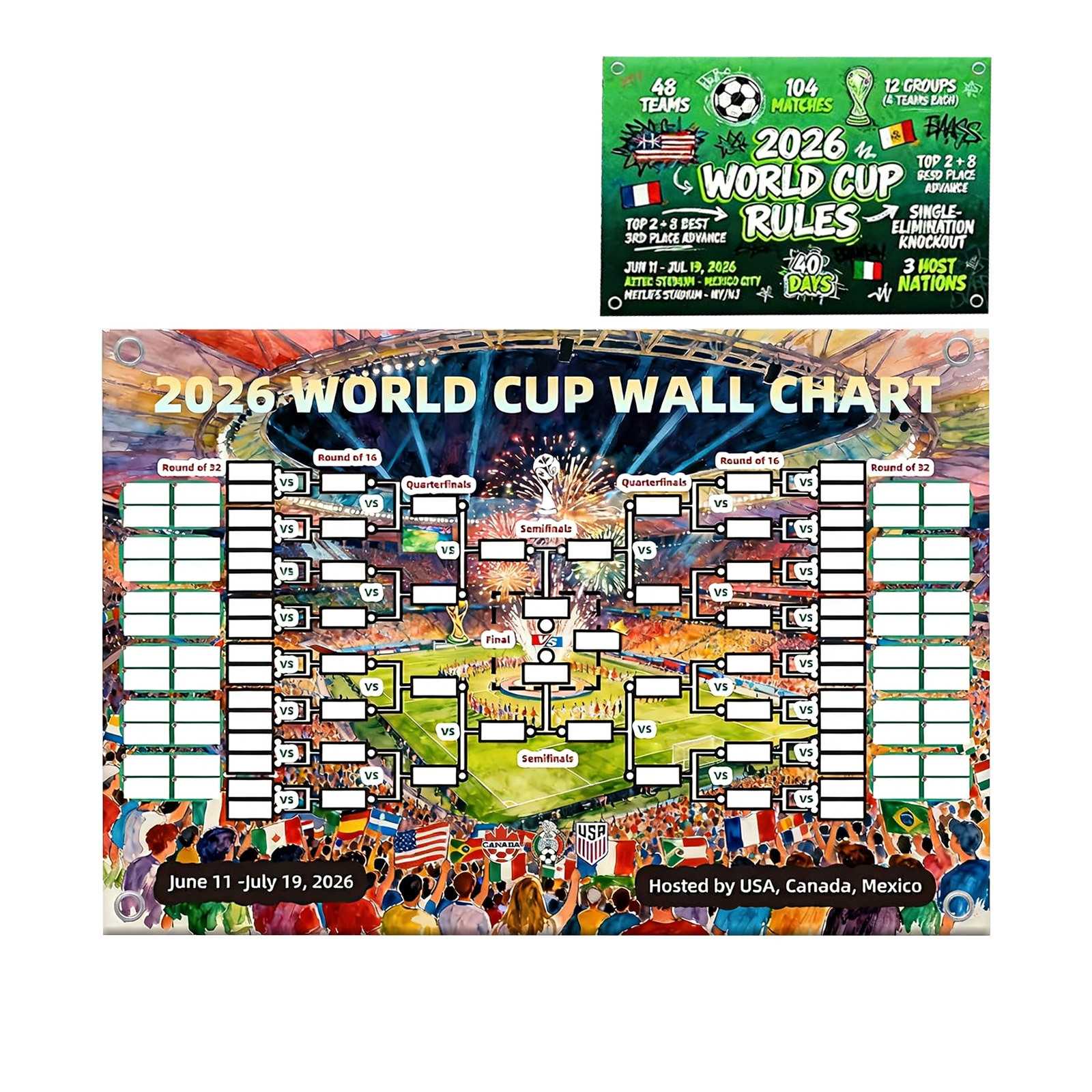 2026 FIFA World Cup Wall Chart (Multiple Sizes)