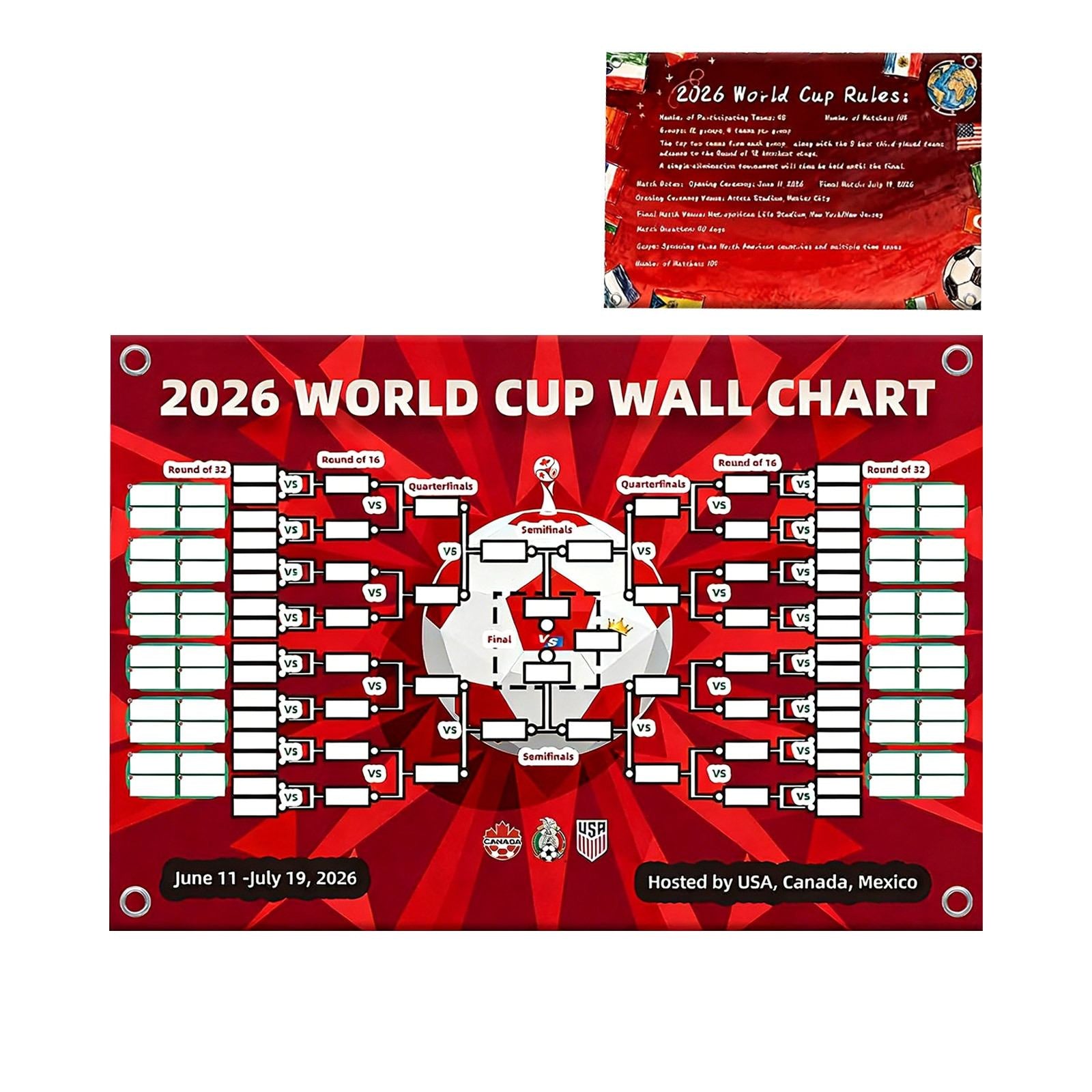 2026 FIFA World Cup Wall Chart (Multiple Sizes)