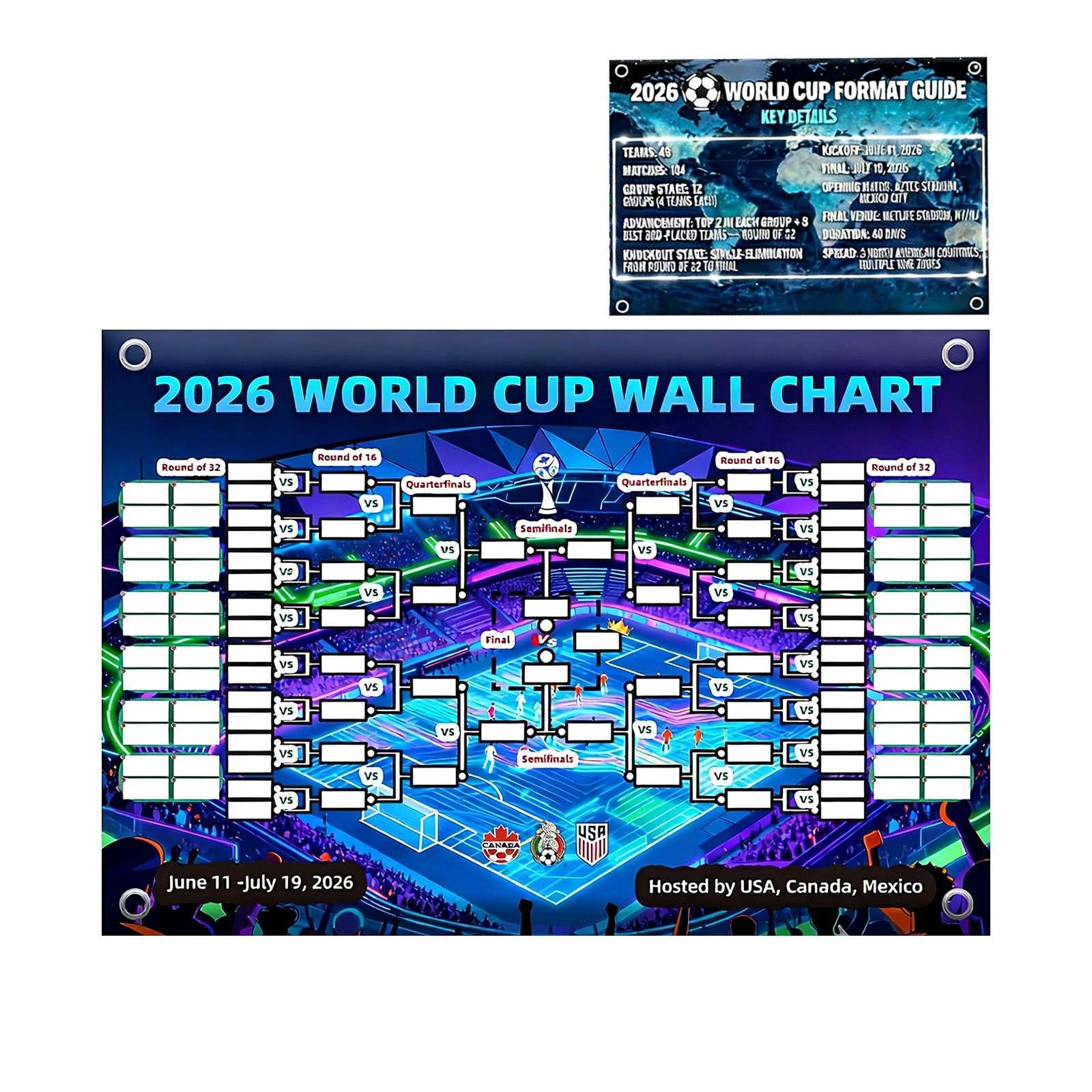 2026 FIFA World Cup Wall Chart (Multiple Sizes)