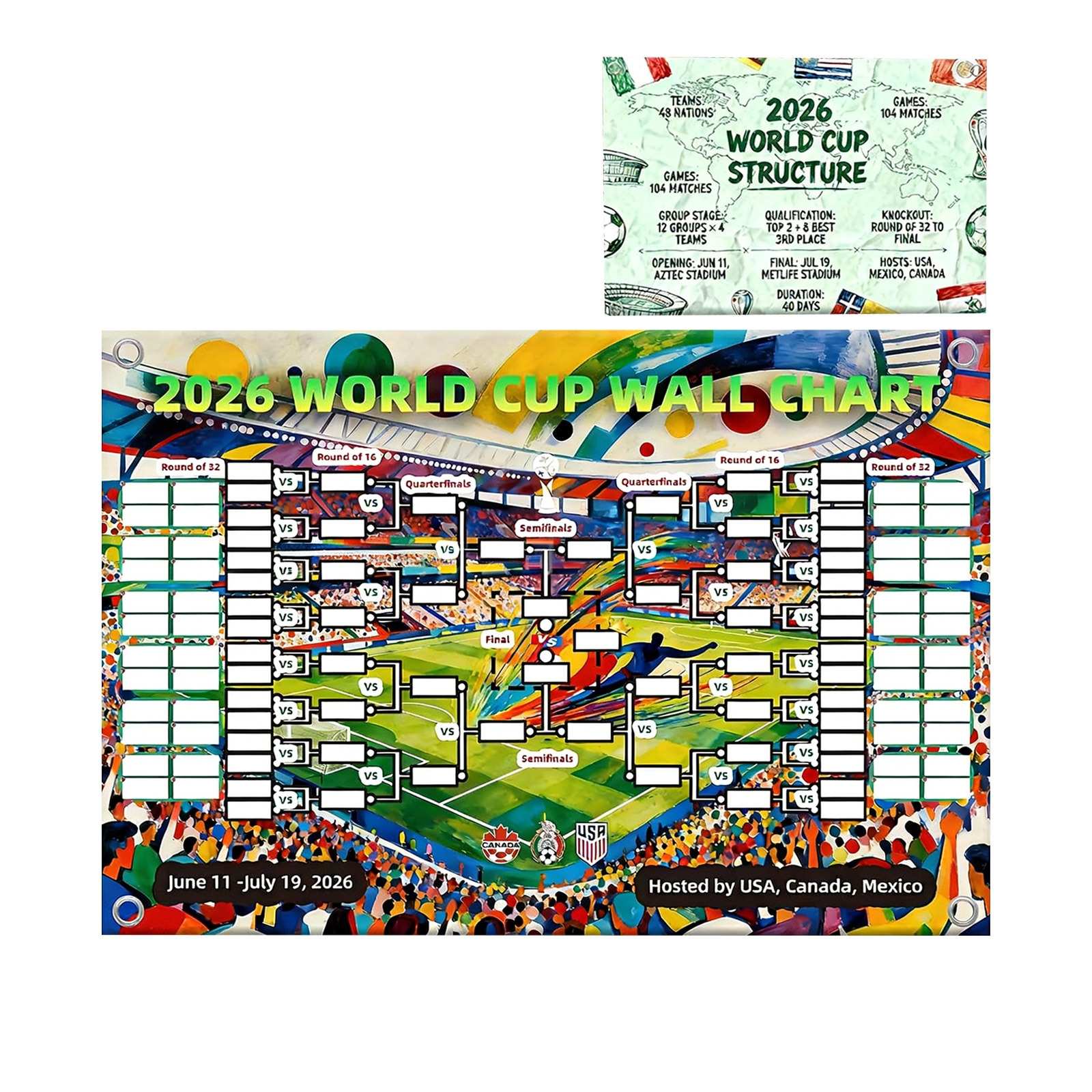 2026 FIFA World Cup Wall Chart (Multiple Sizes)