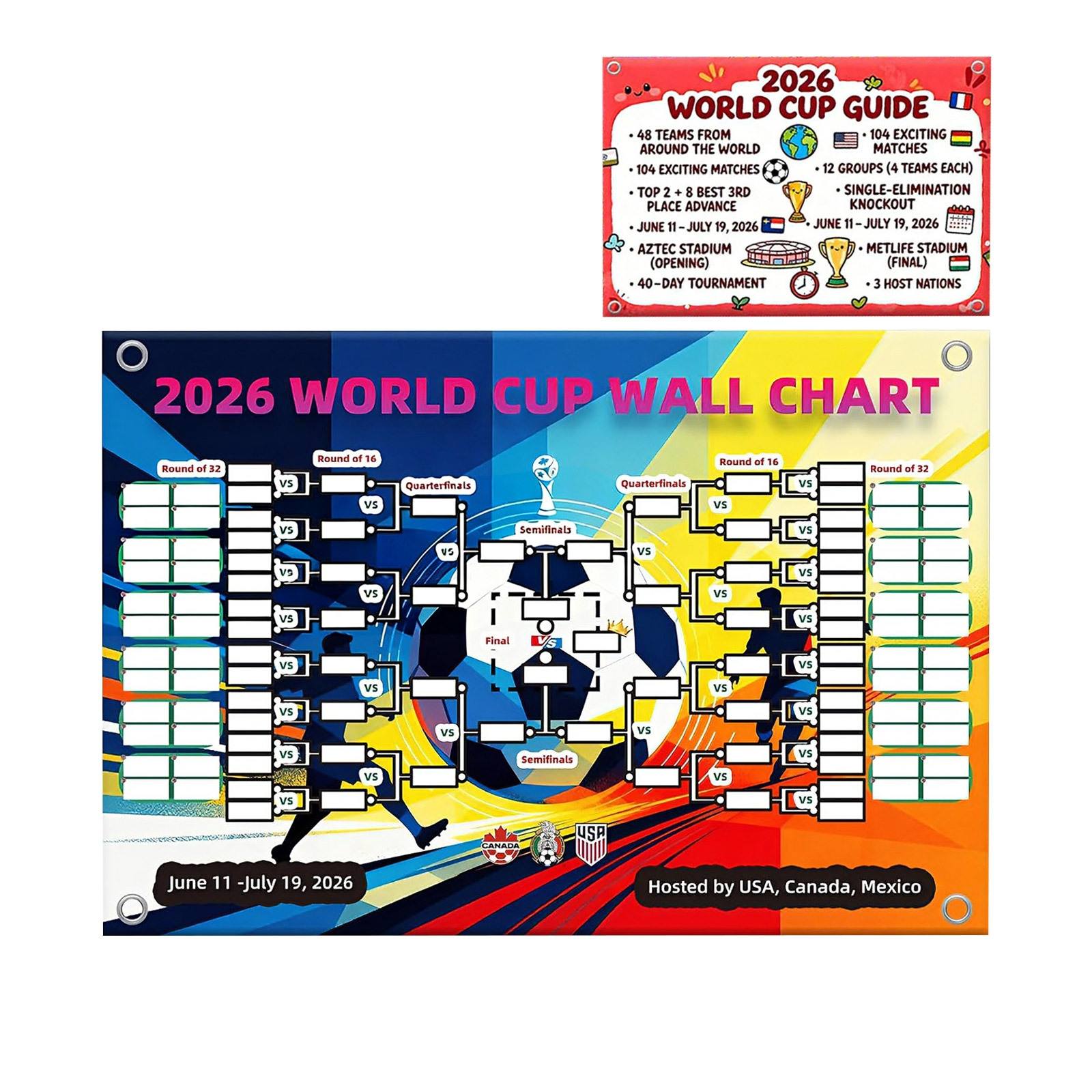 2026 FIFA World Cup Wall Chart (Multiple Sizes)