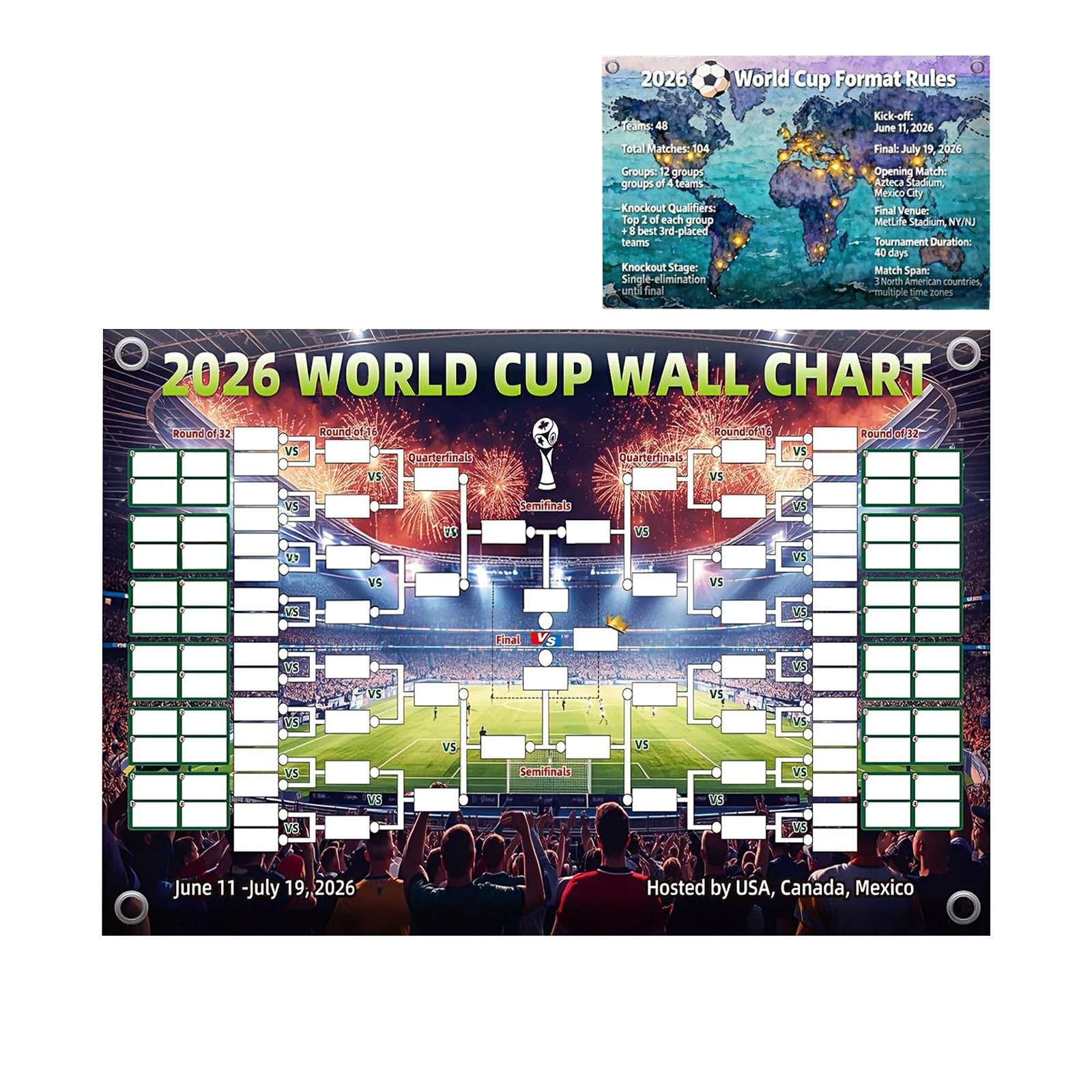 2026 FIFA World Cup Wall Chart (Multiple Sizes)